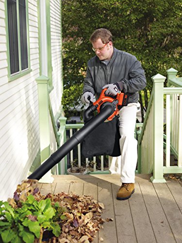 Black+Decker 2-in-1 36V Li-Ion 2.0Ah PowerSelect Akku-Laubbläser- Laubsauger, 145 bis 218km/h, inkl. integrierter Häcksler, Fangsack 17.5l, mit Akku + Ladegerät, GWC3600L20, schwarz orange - 2