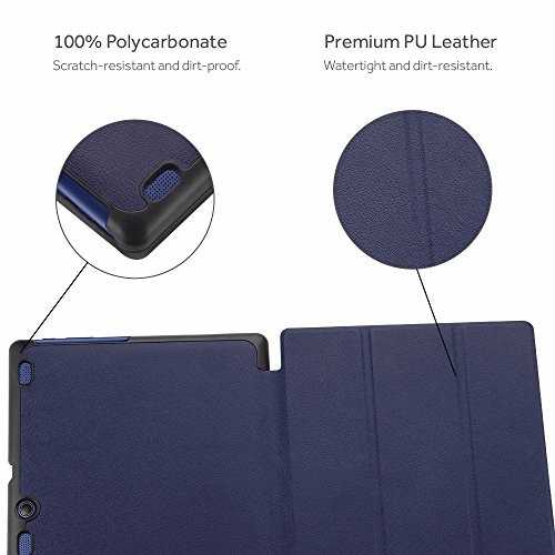 EasyAcc Lenovo Tab 2 A10-70 / Lenovo TAB3 10 Plus / Tab 2 A10-30 Hülle, Ultra Dünn Hochwertiges PU Leder Case – mit Standfunktion und Automatischem Schlaf Funktion für Lenovo TAB3 10 Plus/ Tab 3 10 Business/ Tab 2 A10-70/ A10-70F/ A10-70L / Tab 2 A10-30/ A10-30F/ A10-30L (Dunkelblau, Kunstleder, Ultra Dünn) - 7