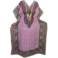 Mogul Interior Women's Soft Caftan Kaftan Nightgown Maxi Dress Pink One Size