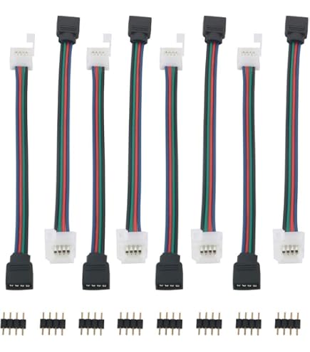 RUNCCI-YUN Connettore Striscia LED,10mm RGB il connettore LED include 10x L Connettori,2M Striscia LED con luci Cavo di Estensione,4x Ponticelli Strip to Strip,5x angolare per strip led
