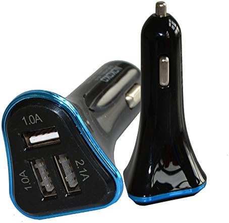 GadgetinBox™ - Black 2.1 AMP Rapid Double Speed 3 Way Triple Universal Car Charger For Power Charging Devices &amp; Accessories For Apple iPhone 4 / 4s / 5 / 5c / 5s / 6 / Plus / - Apple iPad 4 iPad Air Air 2 Mobile Phone / iPod / MP3 &amp; 4 Player / Samsung Galaxy S3 S4 S5 Minis Note 4 3 &amp; 2 Samsung Galaxy Tablets / HTC Phones &amp; Tablets / Nexus / Xperia / LG and All Mobile Phones &amp; Tablets