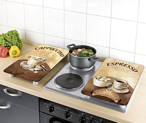 WENKO 2er Herd Abdeckplatte Kaffee 3 in 1 aus Glas
