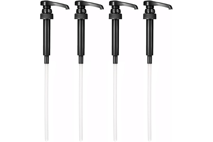 JEKUGOT Coffee Syrup Pump, Reusable Coffee Syrup Pump Dispenser for Most 750ml Syrup Bottles for Home, Cafes and Drinking Houses Black Pump Dispenser (4pcs)