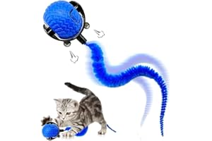 IMPETIOUS INDUSTRIES Jouet Chat, Jouet Chaton Interactif: Balle Roulante Automatique, 3 Modes de Jeu, Compatible Sols et Moquettes, Idéal pour Jeux Chat Appartement (Bleu)