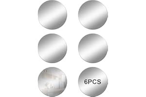 DRERIO 6 Stück Spiegelfliesen Selbstklebender Acrylspiegel HD Runder Klebespiegel Großer Kunststoffspiegel ohne Rahmen 20 cm Acrylspiegelfliesen Unzerbrechlicher Spiegelkreis Wandklebespiegel
