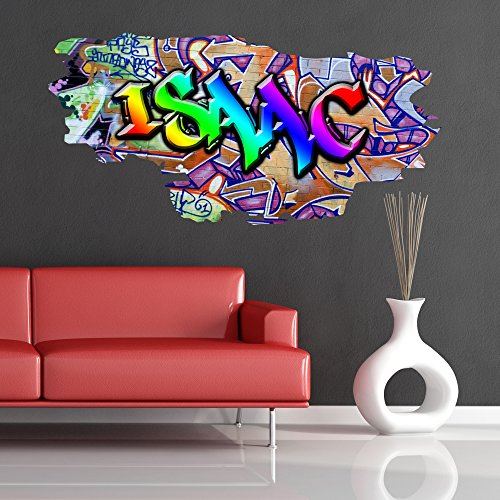 MULTI VOLLE FARBE PERSONALISIERT GRAFFITI NAME Ziegel Wandsticker Aufkleber Grafik schlafzimmer wandgemälde transfer druck – Mittelgroß: 100cm (B) x 49cm (H) - 3