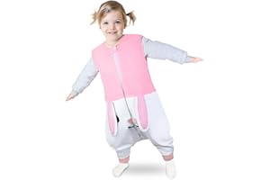 Mama Stadt Gigoteuse avec Pieds Unisexe pour Enfants, Surpyjama Bebe sans Manche Garçon Fille, Pyjama Animal en Flanelle avec Jambes 1 à 5 Ans