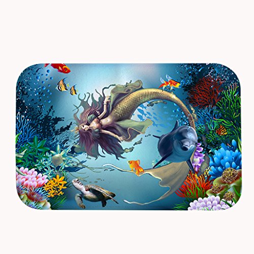 Ailovyo Mermaid flanella antiscivolo ingresso way Floor Mat Decor indoor outdoor tappeto zerbini, 59,9 cm x 39,9 cm