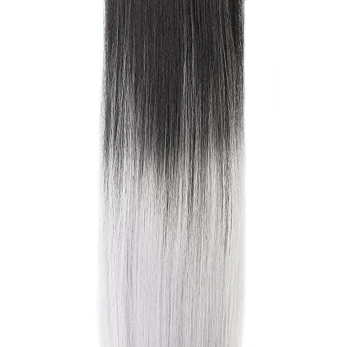 Neverland Beauty 20″ 50CM Claw on Dip Dye Damen Ponytail Haarverlangerung Pferdeschwanz Haarteil Naturliche Schwarz Silbergrau - 4