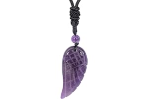 Amogeeli Kristall Flügel Anhänger Heilstein Kette für Damen Männer, Schutzengel Flügel Edelstein Halskette Glücksbringer Meditation Reiki Schmuck Geschenk
