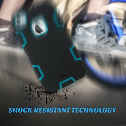 iPhone 4S Case, ULAK iPhone 4 Case 3in1 Shockproof Combo Hybrid Hard Rigid PC + Soft Silicone Protective Case Cover for Apple iPhone 4 4S (Black+Blue)