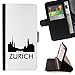Produktbild STPlus Zürich, Schweiz Stadt Skyline Silhouette Postkarte Leder Hülle Case Brieftasche Schutzhülle für LG K4 (2017)/LG K8 (2018)/LG Aristo/LG Phoenix 3/LG Risio 2