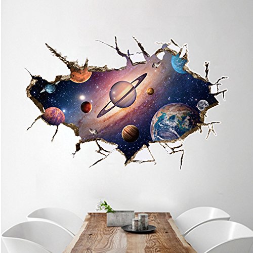 AUVS® 3D- Selbstklebende Abnehmbaren Durchbrechen Die Mauer Vinyl Wandsticker / Wandgemälde Kunst Aufkleber Dekorateur 9066B Space（60x90cm） - 3
