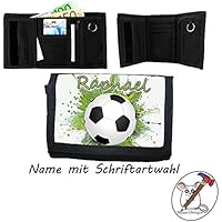 Kinder Geldbörse mit Name / Fußball Geldbeutel / Klettverschluss / Personalisiert / Schriftart Wählbar