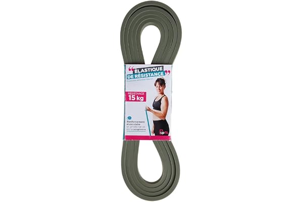 UPFIT - Bande élastique de résistance, Musculation Résistance: 15kg Conçu pour séances Musculation,de Cross-Training ou préparation Physique Longueur: 208cm,Largeur: 1,30cm, Gris, NC