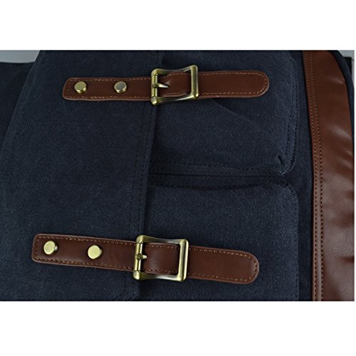 Vintage Canvas Laptop(15 Zoll) Rucksack Schultasche Unitasche,29 x 43 x 12cm(B x H x T) Schwarz - 4