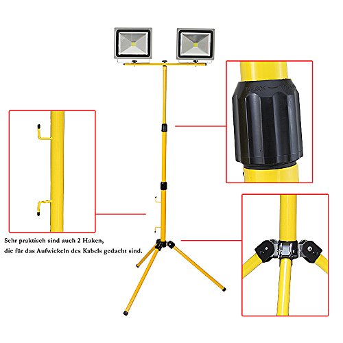 Hengda® 2X 50W LED WarmWeiß Fluter Stativ für Strahler Scheinwerfer Worklampe Baustrahler Flutlicht Arbeitsleuchte - 4
