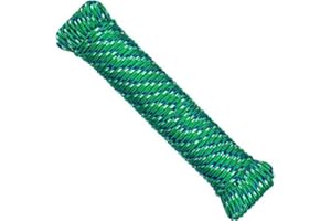 SteadMax 100 ft Poly Rope, Diamond Braided 1/4 inch Rope for Outdoors, Hiking, Camping, Heavy Duty Line, Polypropylene Multi Purpose Utility Cord, Clothesline Rope, Green (1 Pack)