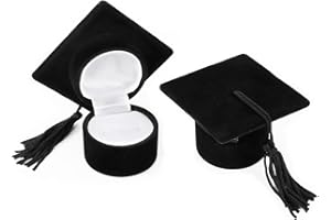 Fumanduo 2 Stück Doktorhut Schmuck Box, Abschlüsse Geschenkbox Abschlussfeier Geschenk Doktor-Hut Einzigartig Ring Box mit Quaste für Abschlussfeiern Hochzeiten Valentinstag Verlobungsring (6x6x3.7cm)