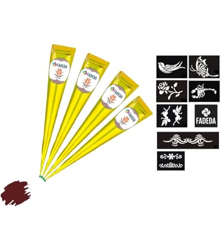 5 Cônes De Henné Neutre Golecha – Couleur Brun Naturel, Motif Oriental