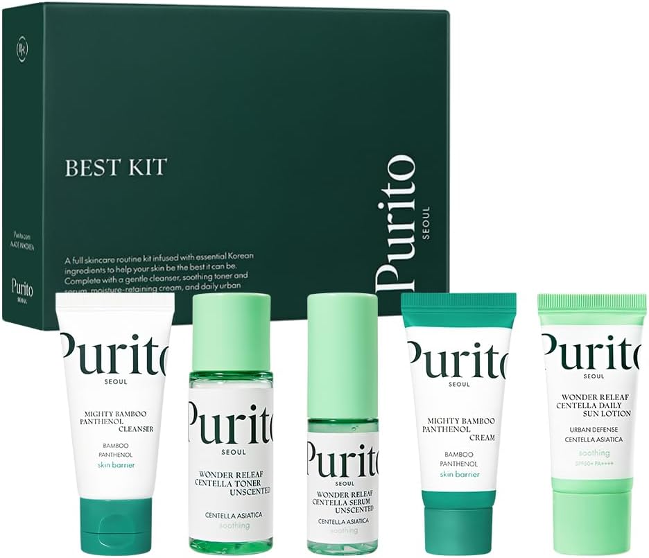 Purito Best Kit | Centella Asiatica Bambu Pantenol İçeren Yatıştırıcı ve Bariyer Güçlendirici 5'li Mini Cilt Bakım Seti