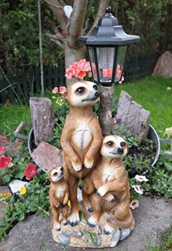 Erdmännchen Familie mit Solarlaterne Figur Gartenfigur 51 cm Garten Erdmännchenfamilie - 2