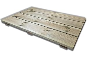 SUNWOOD Pedana doccia antiscivolo in legno 120x60 cm, in pino impregnato, spessore 5 cm, Made in Italy
