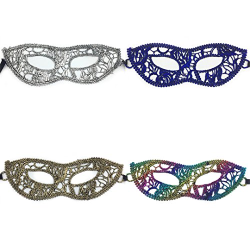 Kranchungel 4 Pieces Lace Mask Masquerade Venetian Eyemask Halloween Sexy Woman Lace Mask for Halloween Masquerade Carnival Party Costume