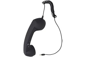 BAGIMA Vintage Retro Telephone Handset Mobile Phone Retro Classic 3.5 mm Telephone Handset Mini Mic Telephone Call Receiver Smartphone (Black)