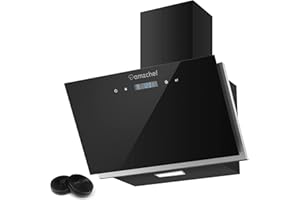 AMZCHEF Campana extractora 60 cm 550 m³/h 3 niveles de rendimiento aire circulante y aire de escape pantalla táctil iluminación LED