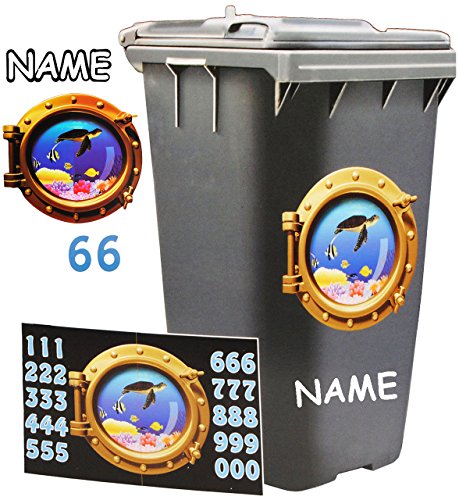 Aufkleber für Mülltonne – “ Motiv-Mix “ – circa 40 tlg. Set – incl. Zahlen – Mülltonnenaufkleber / Mülltonnensticker – Sticker _ wetterfest & wasserfest – Mülltonnen / Mülleimer – lustige Tiere – Ente / Küken – Entchen – Blumen – Blüten Schmetterlinge - 8