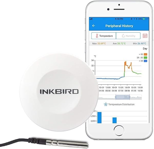 Inkbird IBS-TH1 Temperature Data Logger Recorder Bluetooth Thermometer Hygrometer Wireless Temperature Humidity Monitor for Incubator Reptile Vivarium Greenhouse - 1