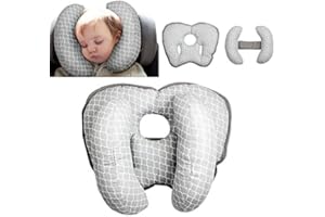 ‎GUDONG Babyreisekissen für Kinderwagen oder Bett,2 in 1 Kinderwagen Kinderwagen Soft Head Neck Support Verstellbares Baby Travel Nackenkissen für 3 Monate bis 1 Jahr Baby（Grey 1）