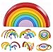Produktbild HJXJXJX Regenbogen Bausteine, Mini-Version des Puzzles mehrfarbige Bögen Kinder Holz gestapelt hohen Spielzeug