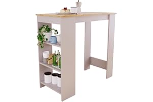 Bimossa Serina Bar Table - Oak Top & Light Grey Stylish & Durable Kitchen/Dining Table with Storage, Anthracite & White, Manufactured Wood, Scratch-Resistant (Oak Top & Light Grey)