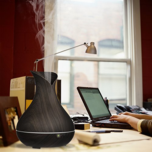 Simpeak-Diffuseur-dHuiles-Essentielles-400ml-Arme-Diffuseur-Ultrasonique-LED-Couleurs-Changeantes-Humidificateur-pour-Salle-de-bb-Chambre-Spa-Yoga-Maison-Bureau-Salle-de-Confrence-Bois-Fonc