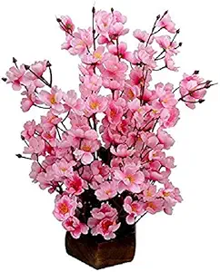 Sofix Artificial Flower with Wood Pot (Pink)