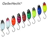GeilerHecht..® 9 x 3g Trout Spoon Set, Forellenköder zum Forellenangeln, Löffelblinker für Forellen, Kunstköder für Forellen, Angelköder zum Angeln auf Forelle, Barsch und Saibling
