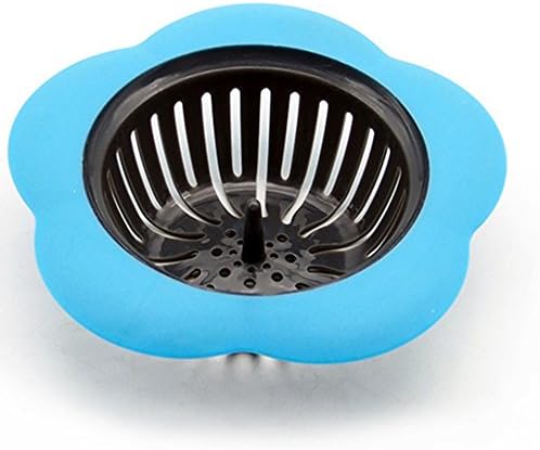 Flower Shaped Sink Strainer Plug for Kitchen Sewer Bathroom Wash Basin - Bottom Diameter 5.4 cm (Blue)