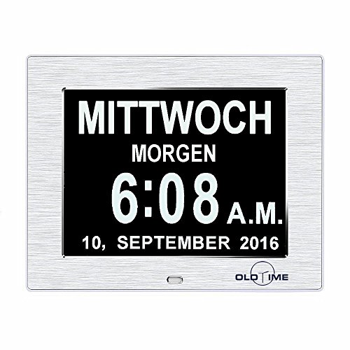OLDTIME® 8" Digital Wecker,Digitaler Kalender Tag Uhr Für Demenz sehschwachen Gelesen Werden,Kinder, Senioren, Sehschwache und Alzheimer Patienten -Großer Schrift Elektronischer Kalender Tag Uhr,Weihnachts Geschenke - Erinnerung an die Medikamenteneinnahme