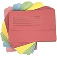 Foolscap Document Wallets 285gsm, Assorted Colours, Pack of 10 Folders (Assorted)