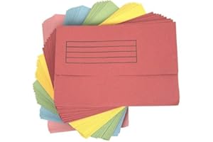 NOBEL Foolscap Document Wallets 285gsm, Assorted Colours, Pack of 10 Folders (Assorted)