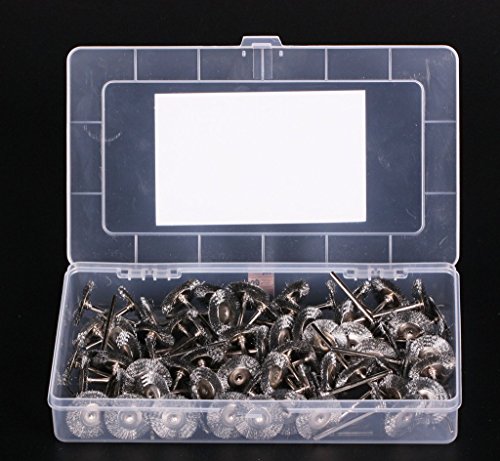 SPTA 80tlg 22mm T-Stil Edelstahl-Drahtbürsten 1/8″(3mm) Schaft fur Dremel,Proxxon Dremel Kabelgebundenes Multifunktionswerkzeug Schleifen, Schleifen, Polieren–3mm Schaft - 4