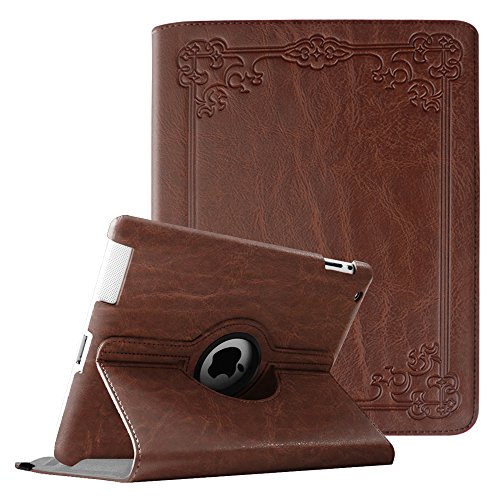 Fintie Apple iPad 2 / iPad 3 / iPad 4 Retina Hülle Case Schutzhülle Etui Tasche - 360 Grad Rotierend Stand Smart Cover mit Auto Schlaf / Wach Funktion, Vintage Brown