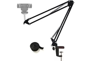 VIKISDA Tencro - Braccio di estensione a giraffa con supporto da fissare mediante morsa per webcam Logitech C922 C930e C930 C920 C615 microfono Shure MV5 e altri dispositivi con filettatura da 1/4'' (6,35 mm)
