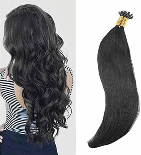 Ugeat 24" Nano Loops Hair Extensions 1g 100% Unprocessed High Quality Brazilian Remy Natural Hair Extensions #1B Off Black 50g