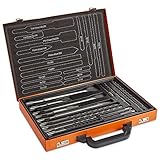 ESTUCHE DE TRANSPORTE - incluye un estuche de metal acolchado de espuma con mango, que alberga todos los componentes cuidadosamente para su almacenamiento y transporte seguros. Dimensiones: L36 x A25 x A4cm. Peso: 3,32kg