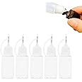 OBYJCA Precision Tip Applicator Bottles, 5 PCS Quilling Glue Needle Bottle 10 ml Bottles Liquid Dropper Filling Shaker for DIY Craft, Oiler Bottle, Small Gluing Projects, White