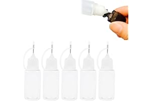 OBYJCA Lot de 5 flacons applicateurs à pointe de précision pour quilling - 10 ml - Flacons applicateurs de colle liquide - Pour le bricolage, le quilling et les petits projets de collage