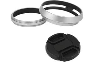 Haoge LH-X53W 3in1 Metall Gegenlichtblende mit 49mm Adapterring mit Objektivdeckel für Fujifilm X100VI Fuji FinePix X70 X100 X100S X100T X100F X100V Kamera Objektiv ersetzt LH-X100 AR-X100 Silber